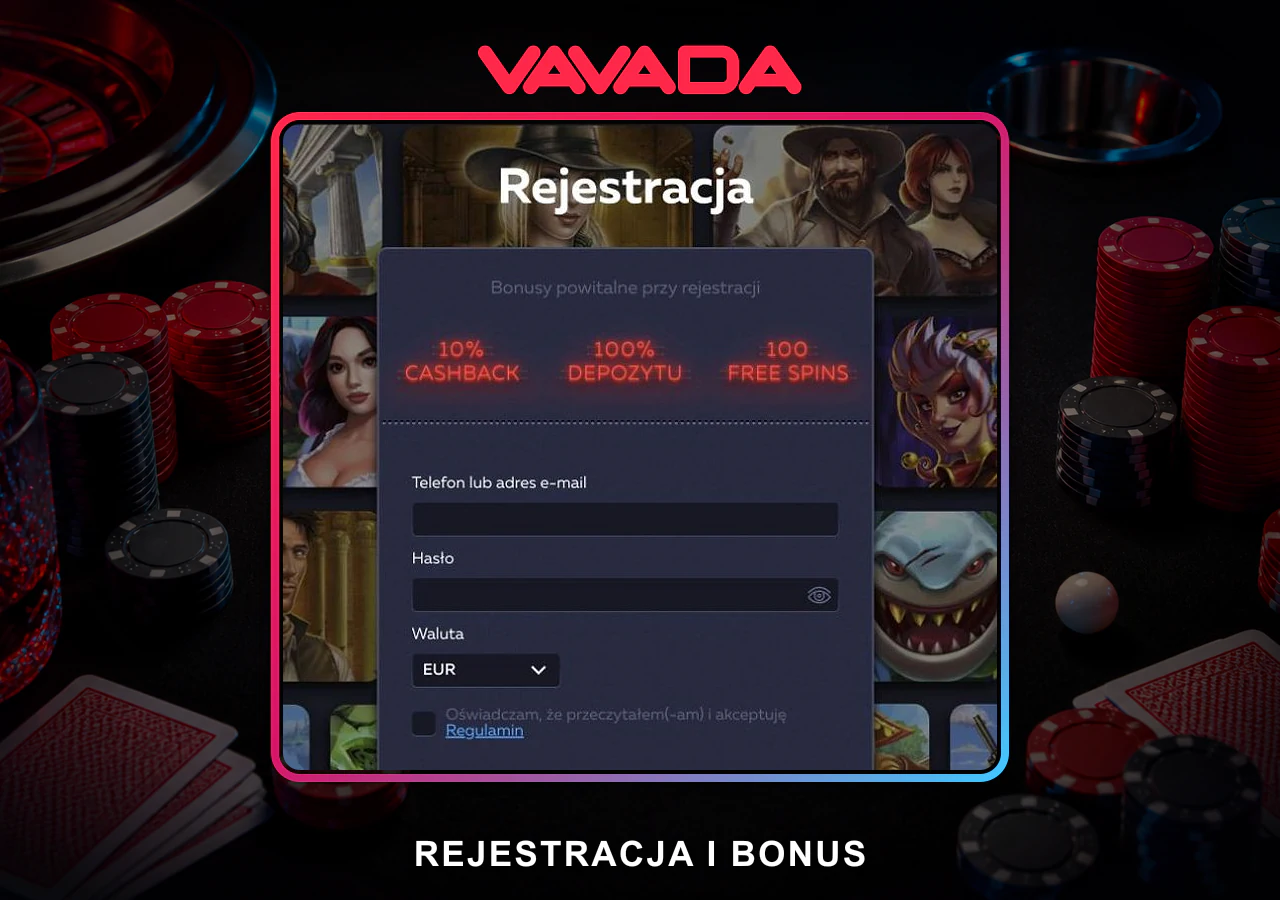 Rejestracja i bonus powitalny Vavada Casino dla nowych kont.